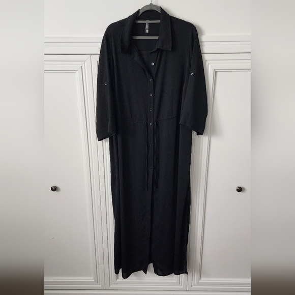 Torrid Black Button Down Maxi Cover-Up / Kimono / Duster / Shirt Dress Size 2 - Picture 6 of 7